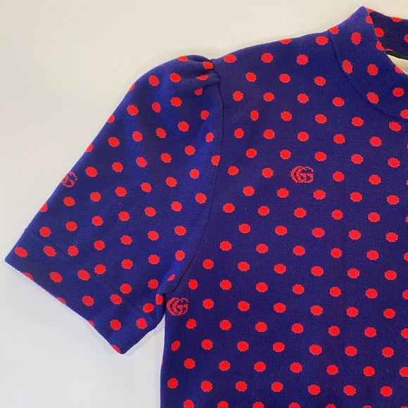 Gucci Top GG Logo & Polka Dot Wool Top Size Medium - Picture 5 of 14